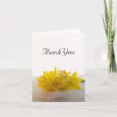 Gele Daffodils op White Spring Weddenschap Dank je Bedankkaart (Voorkant)