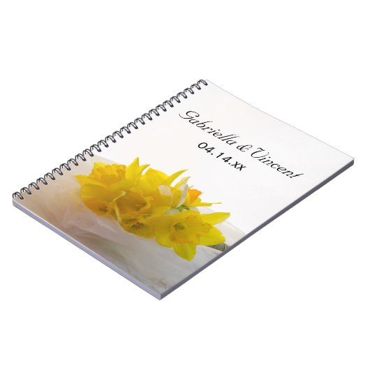 Gele Daffodils op White Spring Wedding Notitieboek (Linkerzijde)