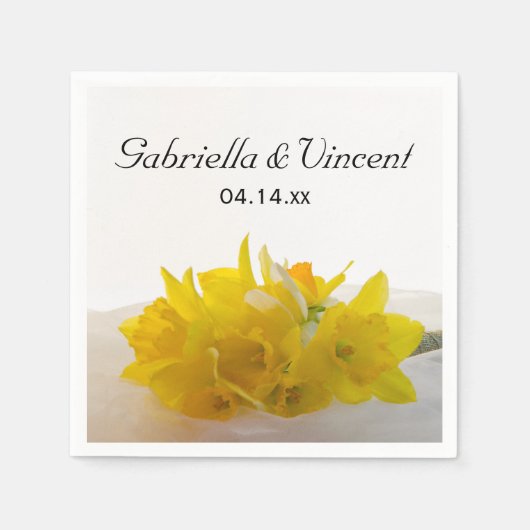 Gele Daffodils op White Spring Wedding Servet (Voorkant)