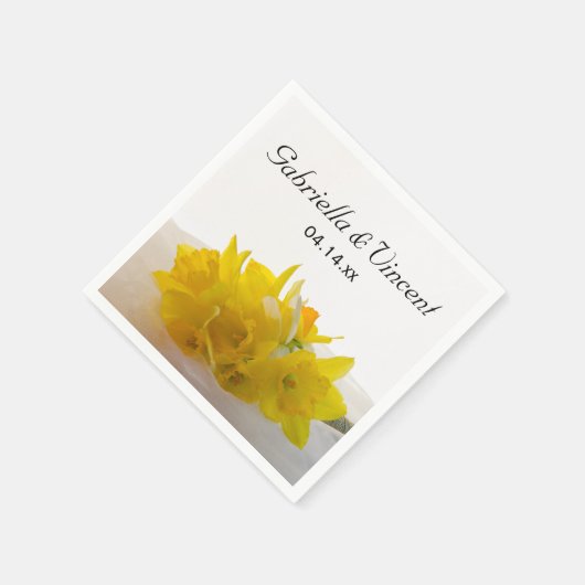 Gele Daffodils op White Spring Wedding Servet (Hoek)