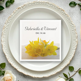 Gele Daffodils op White Spring Wedding Servet