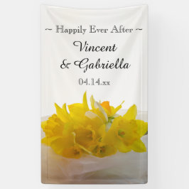Gele Daffodils op White Spring Wedding Spandoek