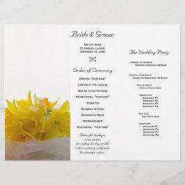 Gele Daffodils op White Tri Fold Wedding Programme