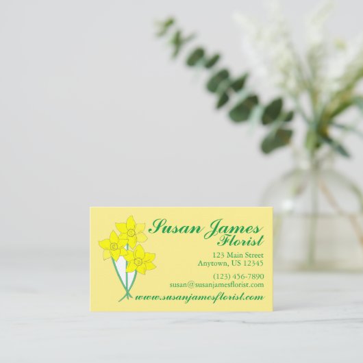 Gele Daffodils Spring Flowers Bunch Florist Visitekaartje (Staand voorkant)