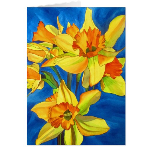 Gele daffodils vertellen over bloemen waterverf ku (Voorkant)