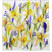 Gele Daffodils Waterverf Illustratie Douchegordijn (Voorkant)