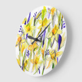 Gele Daffodils Waterverf Illustratie Grote Klok (Hoek)