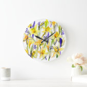 Gele Daffodils Waterverf Illustratie Grote Klok (Huis)
