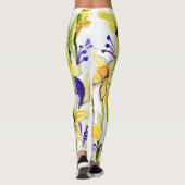 Gele Daffodils Waterverf Illustratie Leggings (Achterkant)