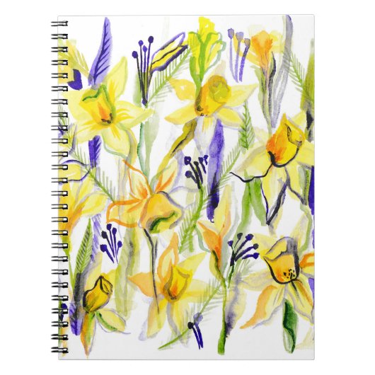 Gele Daffodils Waterverf Illustratie Notitieboek (Voorkant)