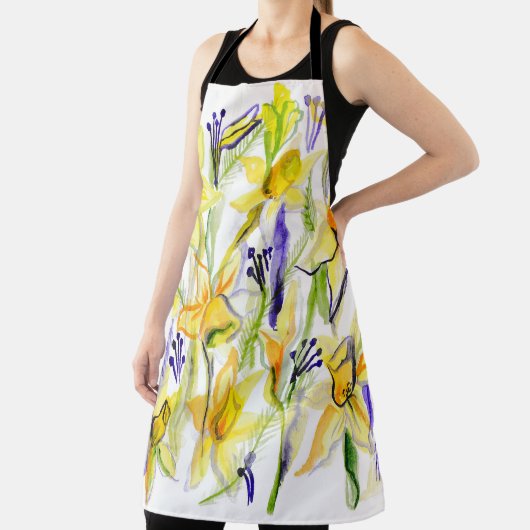 Gele Daffodils Waterverf Illustratie Schort (Insitu)