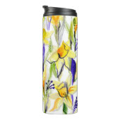 Gele Daffodils Waterverf Illustratie Thermosbeker (Geroteerd rechts)