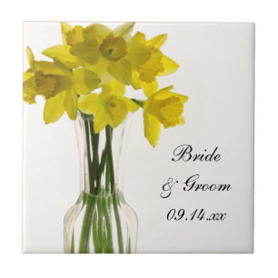 Gele Daffodils Wedding Tile Tegeltje