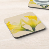Gele daffodis bier onderzetter (Linkerzijde)