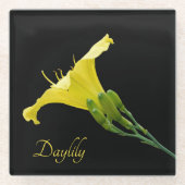  gele dag op zwart glazen onderzetter (Voorkant)