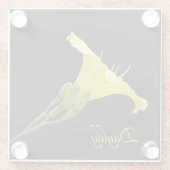  gele dag op zwart glazen onderzetter (Achterkant)