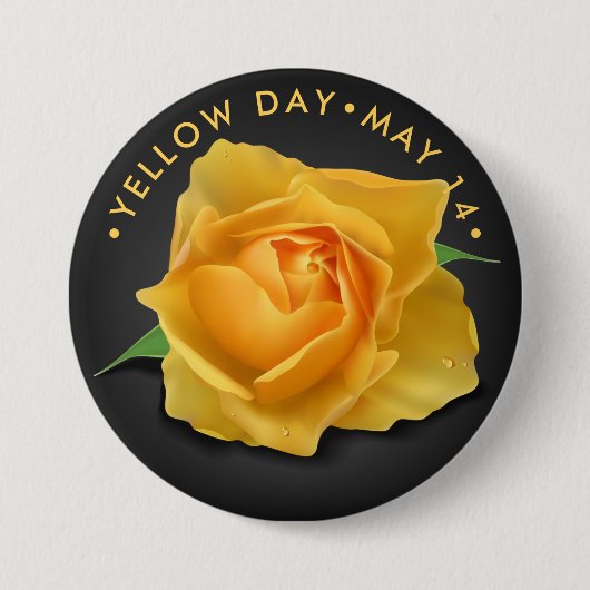 Gele dag Roos Dag Ronde Button 7,6 Cm (Voorkant)