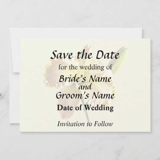 Gele Daglel Bruiloft Benodigdheden Save The Date (Voorkant)