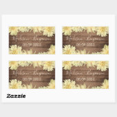 Gele Dahlia Bloem Landelijke Houten Trouwdatum Rechthoekige Sticker (Vel)