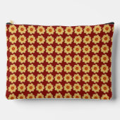 Gele Dahlia Bloempatroon op Baksteenrood Etui (Voorkant)