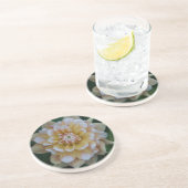 Gele dahlia bloesem zandsteen onderzetter (Zijkant)