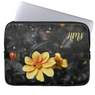 Gele Dahlia Flowers Wisley Gardens Monongram Laptop Sleeve