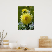 Gele Dahlia ingelijste print (Keuken)