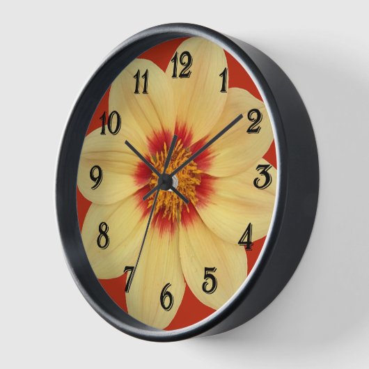 Gele Dahlia op de Rode Floral (Hoek)