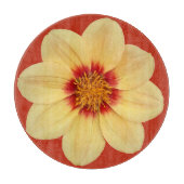 Gele Dahlia op de Rode Floral Snijplank (Voorkant)