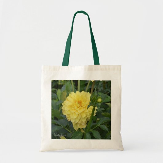 gele dahlia op een canvas tas (Voorkant)