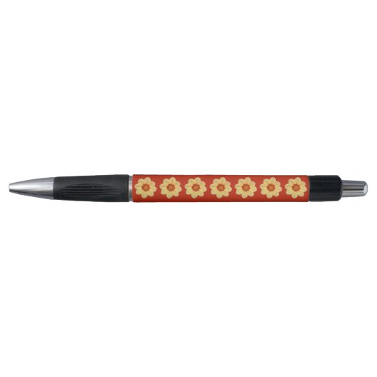 Gele Dahlia op Red Floral Pattern Pen (Voorkant)
