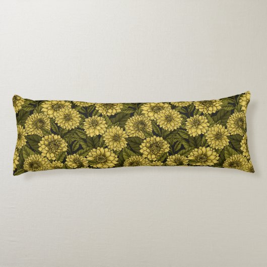 Gele Dahlia-tuin Lichaamskussen (Achterkant)