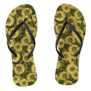 Gele Dahlia-tuin Teenslippers