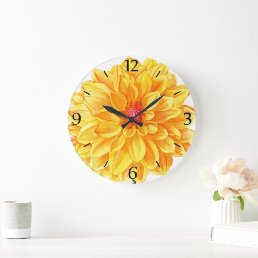 Gele Dahlia waterverf Grote klok (Huis)