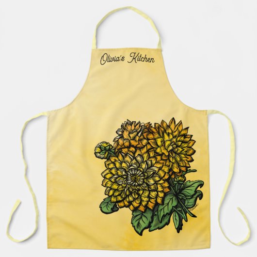 Gele Dahlias Bloemenschort Schort (Voorkant)