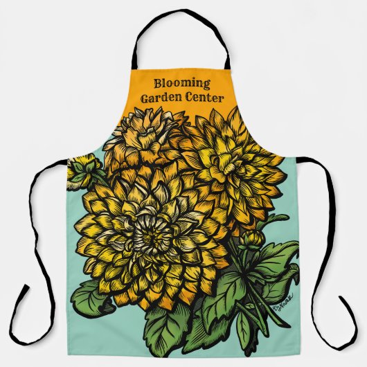 Gele Dahlias Bloemig Schort (Voorkant)
