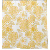Gele Dahlias & Daisies Shower Curtain Douchegordijn (Voorkant)