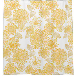 Gele Dahlias & Daisies Shower Curtain Douchegordijn
