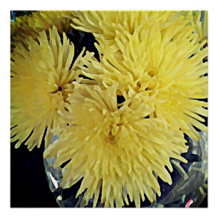 gele dahlia's - schilderij perfect poster