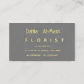 gele dahlia's visitekaartje (Achterkant)