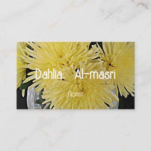 gele dahlia's visitekaartje (Voorkant)