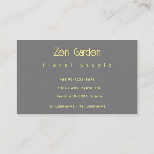 gele dahlia's visitekaartje (Achterkant)