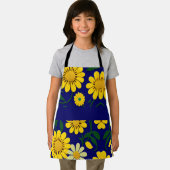 Gele Daisies Blauw Bloemen Waterverf Patroon Schort (Insitu)