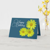 Gele Daisies Blue Background Happy Birthday Kaart (Gele Bloem)