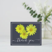 Gele Daisies Colorful Navy Achtergrond Dank u Briefkaart (Staand voorkant)