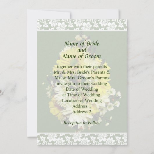 Gele Daisies en White Mums Wedding Invitation Kaart (Voorkant)
