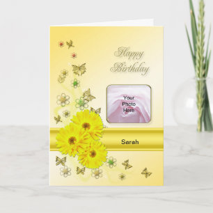 Gele daisies Fotokaart voor een verjaardag Kaart