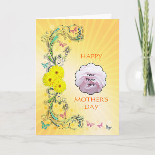 Gele daisies Fotokaart voor Moederdag Kaart