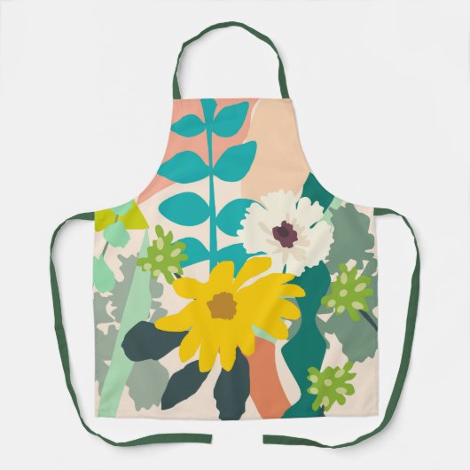 Gele Daisy Abstracte moderne kleurenblokken Schort (Voorkant)