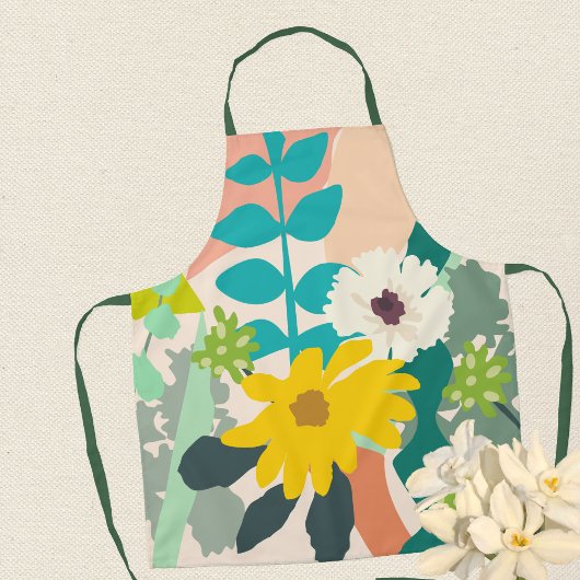 Gele Daisy Abstracte moderne kleurenblokken Schort